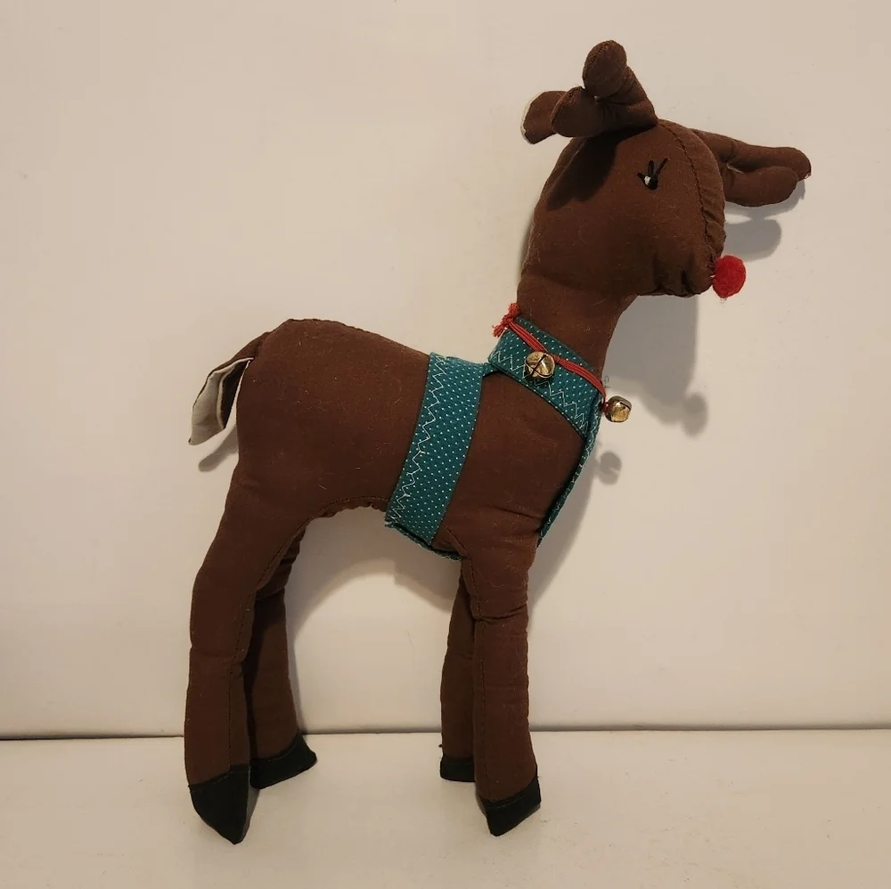 12” Handmade Plush Reindeer Decor Throw Pillow
